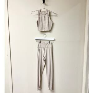 Lounge Apparel Sleeveless Crop Top & Pull On Leggings Set Gray Women's Size XS
